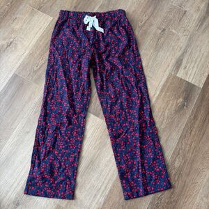 J. Crew Navy and Red Heart Print Flannel Pajama Pants - Size Small - NWT